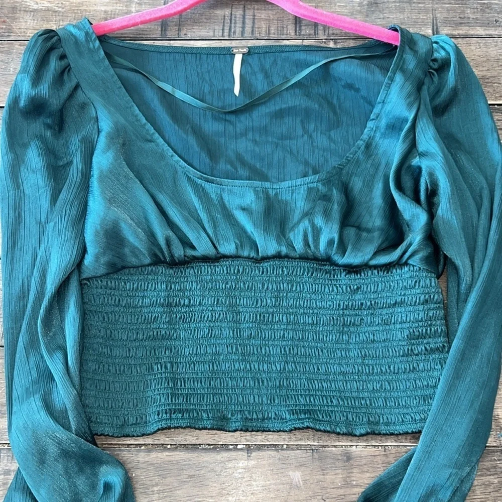 Free People Santiago Green Blouse